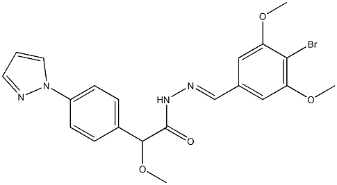 (E)-2-{4-(1H-pyrazol-1-yl)phenyl}-N'-(4-bromo-3,5-dimethoxybenzylidene)-2-methoxyacetohydrazide 구조식 이미지