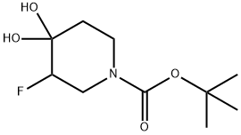 1-piperidinecarboxylic acid, 3-fluoro-4,4-dihydroxy-, 1,1-dimethylethyl ester 구조식 이미지