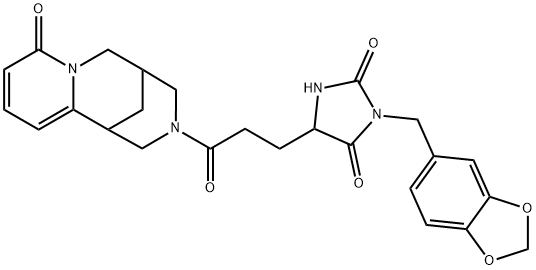 3-(benzo[d][1,3]dioxol-5-ylmethyl)-5-(3-oxo-3-(8-oxo-5,6-dihydro-1H-1,5-methanopyrido[1,2-a][1,5]diazocin-3(2H,4H,8H)-yl)propyl)imidazolidine-2,4-dione Structure