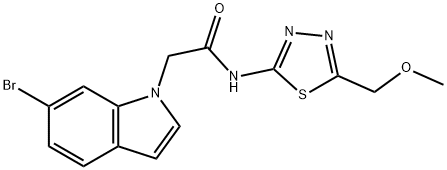 2-(6-bromo-1H-indol-1-yl)-N-[(2E)-5-(methoxymethyl)-1,3,4-thiadiazol-2(3H)-ylidene]acetamide Structure