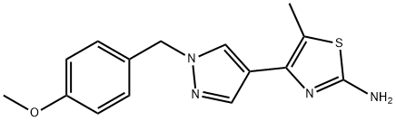 4-(1-(4-methoxybenzyl)-1H-pyrazol-4-yl)-5-methylthiazol-2-amine 구조식 이미지