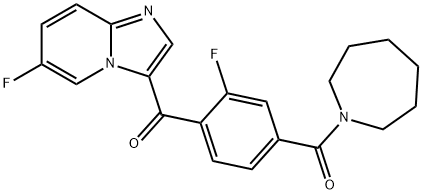 [4-(Azepane-1-carbonyl)-2-fluoro-phenyl]-(6-fluoro-imidazo[1,2-a]pyridin-3-yl)-methanone 구조식 이미지