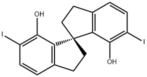 (1S)-2,2',3,3'-tetrahydro-6,6'-diiodo-1,1'-Spirobi[1H-indene]-7,7'-diol 구조식 이미지