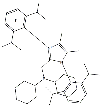 1,3-Bis[2,6-bis(1-methylethyl)phenyl]-2-[(dicyclohexylphosphino)methyl]-4,5-dimethyl-1H-imidazolium iodide Structure