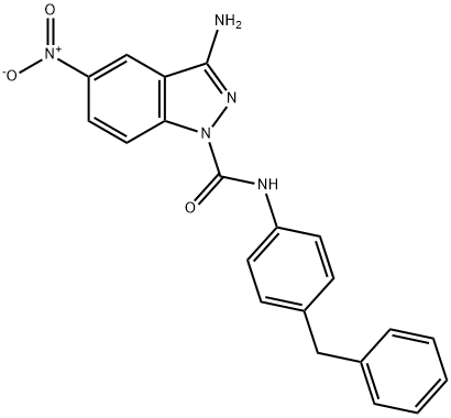 3-Amino-N-(4-benzylphenyl)-5-nitro-1H-indazole-1-carboxamide Structure