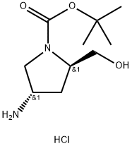 (2R,4S)-tert-Butyl 4-amino-2-(hydroxymethyl)pyrrolidine-1-carboxylate hydrochloride 구조식 이미지