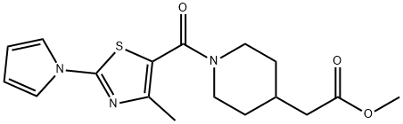 methyl (1-{[4-methyl-2-(1H-pyrrol-1-yl)-1,3-thiazol-5-yl]carbonyl}piperidin-4-yl)acetate 구조식 이미지