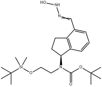 Carbamic acid,N-[(1S)-2,3-dihydro-4-[(hydroxyamino)iminomethyl]-1H-inden-1-yl]-N-[2-[[(1,1-dimethylethyl)dimethylsilyl]oxy]ethyl]-, 1,1-dimethylethyl ester Structure