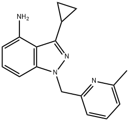 3-cyclopropyl-1-((6-methylpyridin-2-yl)methyl)-1H-indazole-4-amine 구조식 이미지