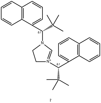 1,3-Bis[(1S)-2,2-dimethyl-1-(1-naphthyl)propyl]imidazolinium iodide 구조식 이미지