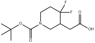 2-(1-(tert-butoxycarbonyl)-4,4-difluoropiperidin-3-yl)acetic acid Structure