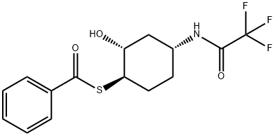 S-((1R,2R,4R)-2-hydroxy-4-(2,2,2-trifluoroacetamido)cyclohexyl)benzothioate Structure