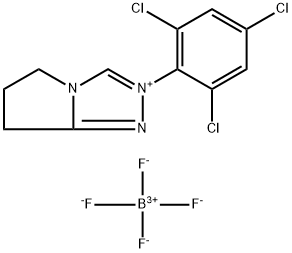 6,7-dihydro-2-(2,4,6-trichlorophenyl)-5H-Pyrrolo[2,1-c]-1,2,4-triazolium tetrafluoroborate Structure