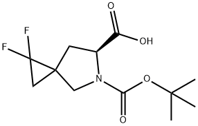 (6S)-5-(tert-Butoxycarbonyl)-1,1-difluoro-5-azaspiro[2.4]heptane-6-carboxylic acid 구조식 이미지