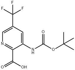3-tert-Butoxycarbonylamino-5-trifluoromethyl-pyridine-2-carboxylic acid 구조식 이미지