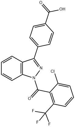 4-(1-(2-chloro-6-(trifluoromethyl)benzoyl)-1H-indazol-3-yl)benzoic acid 구조식 이미지