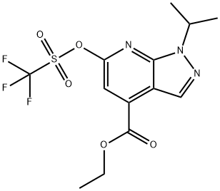 ethyl 1-isopropyl-6-(((trifluoromethyl)sulfonyl)oxy)-1H-pyrazolo[3,4-b]pyridine-4-carboxylate Structure