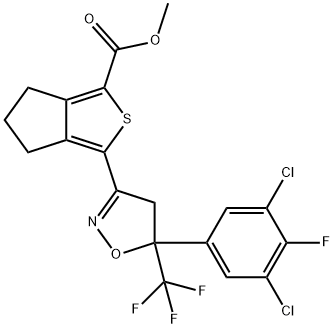 methyl 3-(5-(3,5-dichloro-4-fluorophenyl)-5-(trifluoromethyl)-4,5-dihydroisoxazol-3-yl)-5,6-dihydro-4H-cyclopenta[c]thiophene-1-carboxylate 구조식 이미지