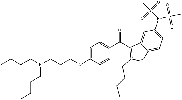 N-(2-butyl-3-(4-(3-(dibutylamino)propoxy)-benzoyl)benzofuran-5-yl)-N-(methylsulfonyl)methanesulfonamide Structure
