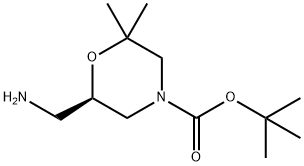 (R)-TERT-BUTYL 6-(AMINOMETHYL)-2,2-DIMETHYLMORPHOLINE-4-CARBOXYLATE 구조식 이미지