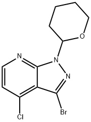 3-bromo-4-chloro-1-(tetrahydro-2H-pyran-2-yl)-1H-pyrazolo[3,4-b]pyridine 구조식 이미지