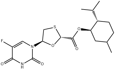 (2R,5S)-5-(5-Fluoro-3,4-dihydro-2,4-dioxo-1(2H)-pyrimidinyl)-1,3-oxathiolane-2-carboxylic acid (1R,2S,5R)-5-methyl-2-(1-methylethyl)cyclohexyl ester 구조식 이미지