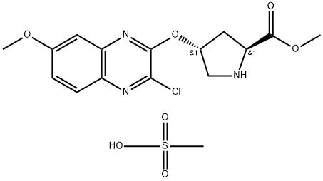 methyl (2S,4R)-4-((3-chloro-7-methoxyquinoxalin-2-yl)oxy)-2-(methoxycarbonyl)pyrrolidinium methanesulfonate 구조식 이미지