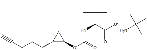 (S)-3,3-Dimethyl-2-((1R,2R)-2-pent-4-ynyl-cyclopropoxycarbonylamino)-butyric acid, tert-butylamine salt Structure