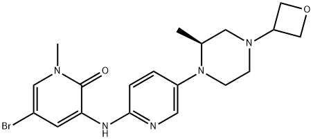 (S)-5-bromo-1-methyl-3-((5-(2-methyl-4-(oxetan-3-yl)piperazin-1-yl)pyridin-2-yl)amino)pyridin-2(1H)-one 구조식 이미지