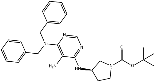 1-Pyrrolidinecarboxylic acid, 3-[[5-amino-6-[bis(phenylmethyl)amino]-4-pyrimidinyl]amino]-, 1,1-dimethylethyl ester, (3R)- Structure