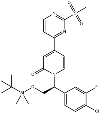 (S)-1-(2-(tert- butyldimethylsilyloxy)-1-(4-chloro-3-fluorophenyl)ethyl)-4-(2-(methylsulfonyl)pyrimidin-4- yl)pyridin-2(1H)-one 구조식 이미지
