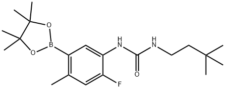 Urea, N-(3,3-dimethylbutyl)-N'-[2-fluoro-4-methyl-5-(4,4,5,5-tetramethyl-1,3,2-dioxaborolan-2-yl)phenyl]- 구조식 이미지