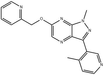 1-Methyl-3-(4-methyl-3-pyridinyl)-6-(2-pyridinylmethoxy)-1H-pyrazolo[3,4-b]pyrazine 구조식 이미지