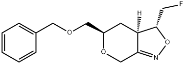 (3R,3aR,5R)-5-((benzyloxy)methyl)-3-(fluoromethyl)-3,3a,4,5-tetrahydro-7H-pyrano[3,4-c]isoxazole 구조식 이미지