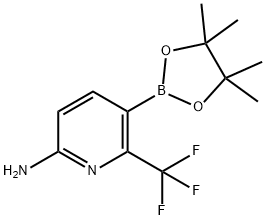 5-(4,4,5,5-Tetramethyl-[1,3,2]dioxaborolan-2-yl)-6-trifluoromethyl-pyridin-2-ylamine 구조식 이미지