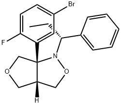 1H,3H-Furo[3,4-c]isoxazole, 6a-(5-bromo-2-fluorophenyl)tetrahydro-1-[(1R)-1-phenylpropyl]-, (3aS,6aS)- Structure