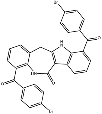 (12-oxo-5,6,11,12-tetrahydrobenzo[6,7]azepino[4,3-b]indole-4,10-diyl)bis((4-bromophenyl)methanone) Structure