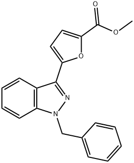 1-Benzyl-3-(5-methoxycarbonyl-2-furyl)indazole Structure