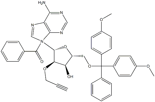 N4-Benzoyl-5'-O-(4,4'-dimethoxytrityl)-2'-O-propargyl adenosine 구조식 이미지