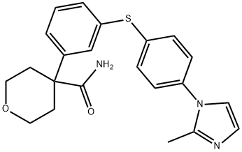 Tetrahydro-4-[3-[[4-(2-methyl-1H-imidazol-1-yl)phenyl]thio]phenyl]-2H-pyran-4-carboxamide Structure