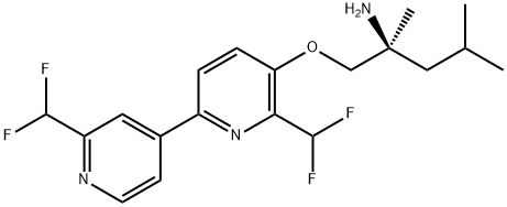 (S)-1-((2',6-bis(difluoromethyl)-[2,4'-bipyridin]-5-yl)oxy)-2,4-dimethylpentan-2-amine 구조식 이미지