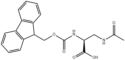 (S)-2-((((9H-Fluoren-9-yl)methoxy)carbonyl)amino)-3-acetamidopropanoic acid 구조식 이미지