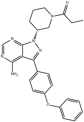 (R)-1-(3-(4-amino-3-(4-phenoxyphenyl)-1H-pyrazolo[3,4-d]pyrimidin-1-yl)piperidin-1-yl)propan-1-one 구조식 이미지