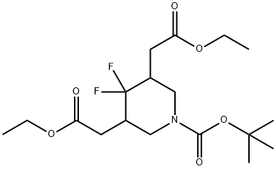 diethyl 2,2'-(1-(tert-butoxycarbonyl)-4,4-difluoropiperidine-3,5-diyl)diacetate 구조식 이미지