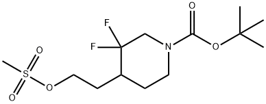 tert-butyl 3,3-difluoro-4-(2-(methylsulfonyloxy)ethyl)piperidine-1-carboxylate Structure