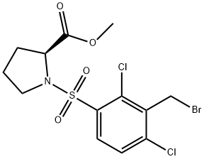 (S)-methyl 1-((3-(bromomethyl)-2,4-dichlorophenyl)sulfonyl)pyrrolidine-2-carboxylate(WXG01140) 구조식 이미지