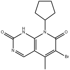 6-bromo-8-cyclopentyl-5-methyl-Pyrido[2,3-d]pyrimidine-2,7(1H,8H)-dione Structure
