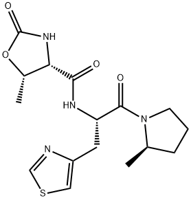 4-Oxazolidinecarboxamide, 5-methyl-N-[(1S)-2-[(2R)-2-methyl-1-pyrrolidinyl]-2-oxo-1-(4-thiazolylmethyl)ethyl]-2-oxo-, (4S,5S)- 구조식 이미지