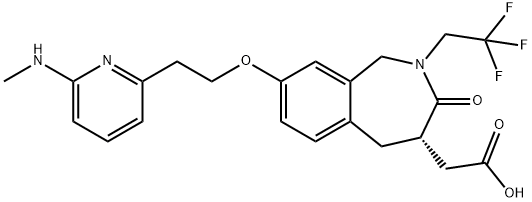 (S)-2-(8-(2-(6-(methylamino)pyridin-2-yl)ethoxy)-3-oxo-2-(2,2,2-trifluoroethyl)-2,3,4,5-tetrahydro-1H-benzo[c]azepin-4-yl)acetic acid Structure