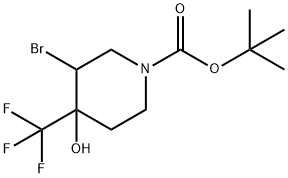 tert-butyl 3-bromo-4-hydroxy-4-(trifluoromethyl)piperidine-1-carboxylate 구조식 이미지